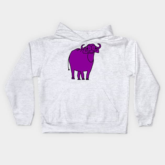 Purple Ox Line Drawing Kids Hoodie by ellenhenryart